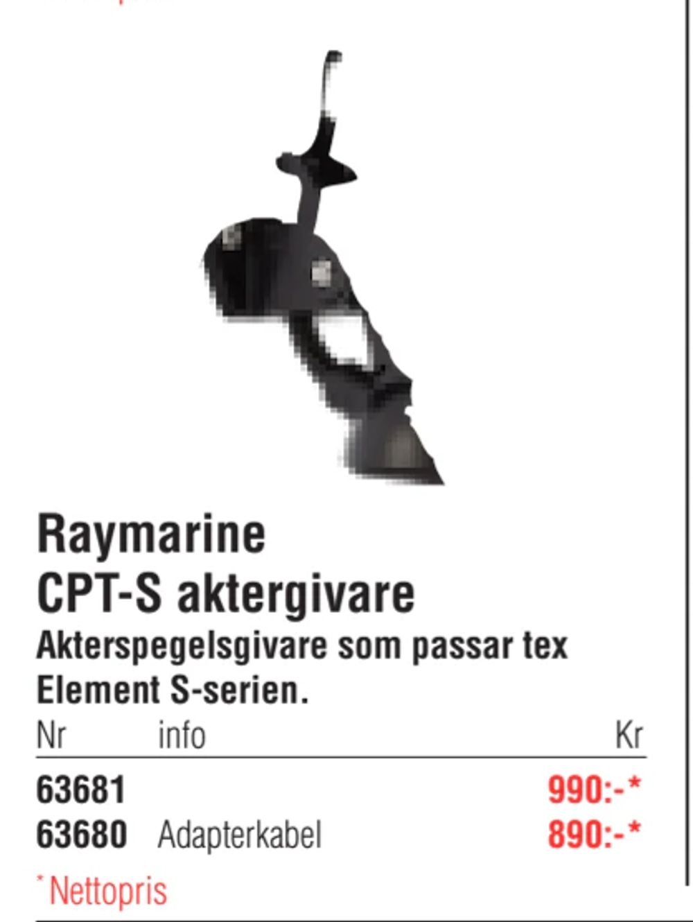 Erbjudanden på Raymarine CPT-S aktergivare från Erlandsons Brygga för 890 kr