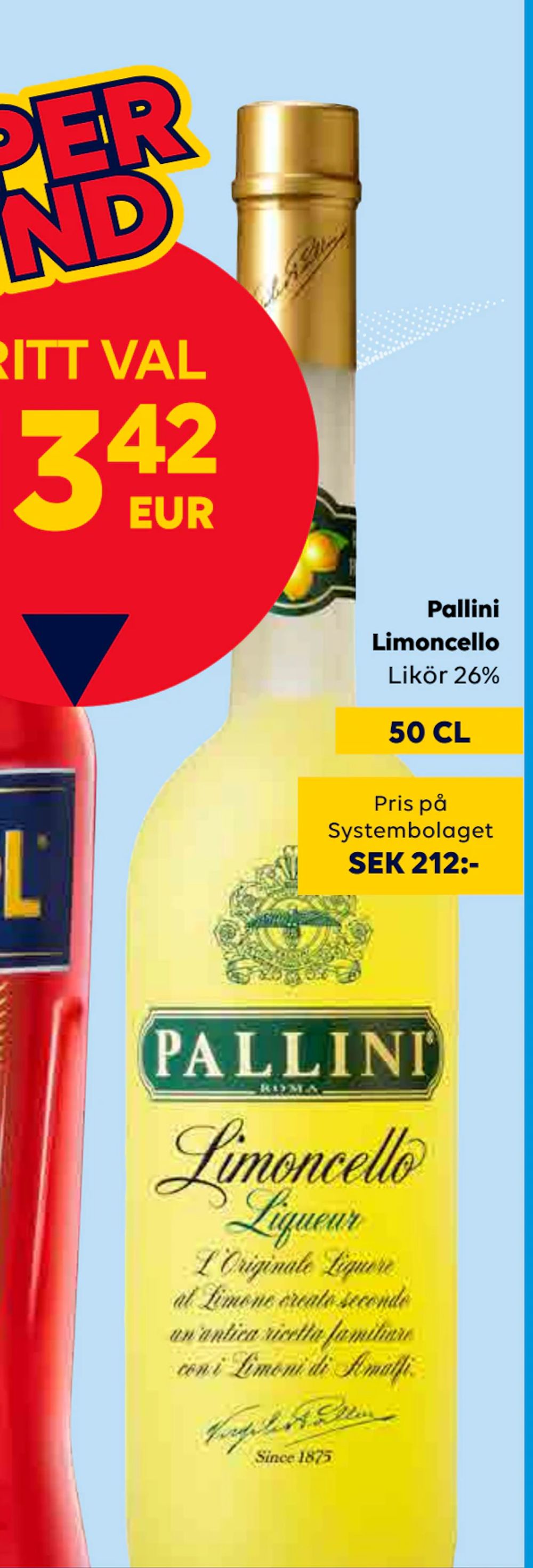 Erbjudanden på Pallini Limoncello från Bordershop för 13,42 €