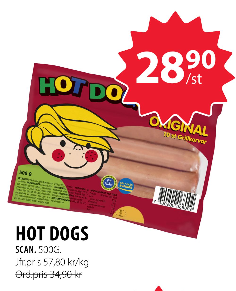 Erbjudanden på HOT DOGS från Handlar’n för 28,90 kr