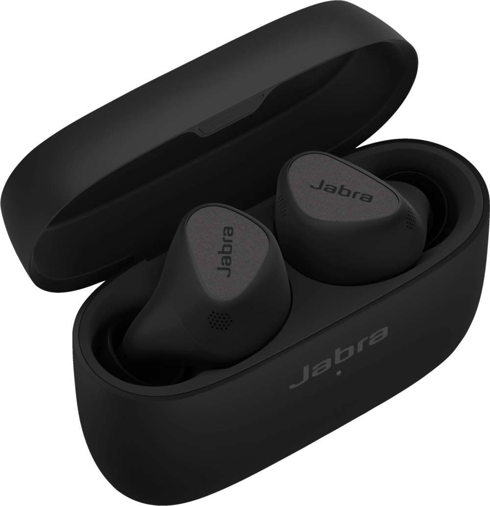 Tilbud på Jabra Elite 5 true wireless in-ear høretelefoner (titanium black) fra Elgiganten til 599 kr.