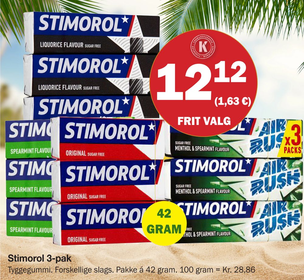 Tilbud på Stimorol 3-pak fra Købmandsgården til 12,12 kr.