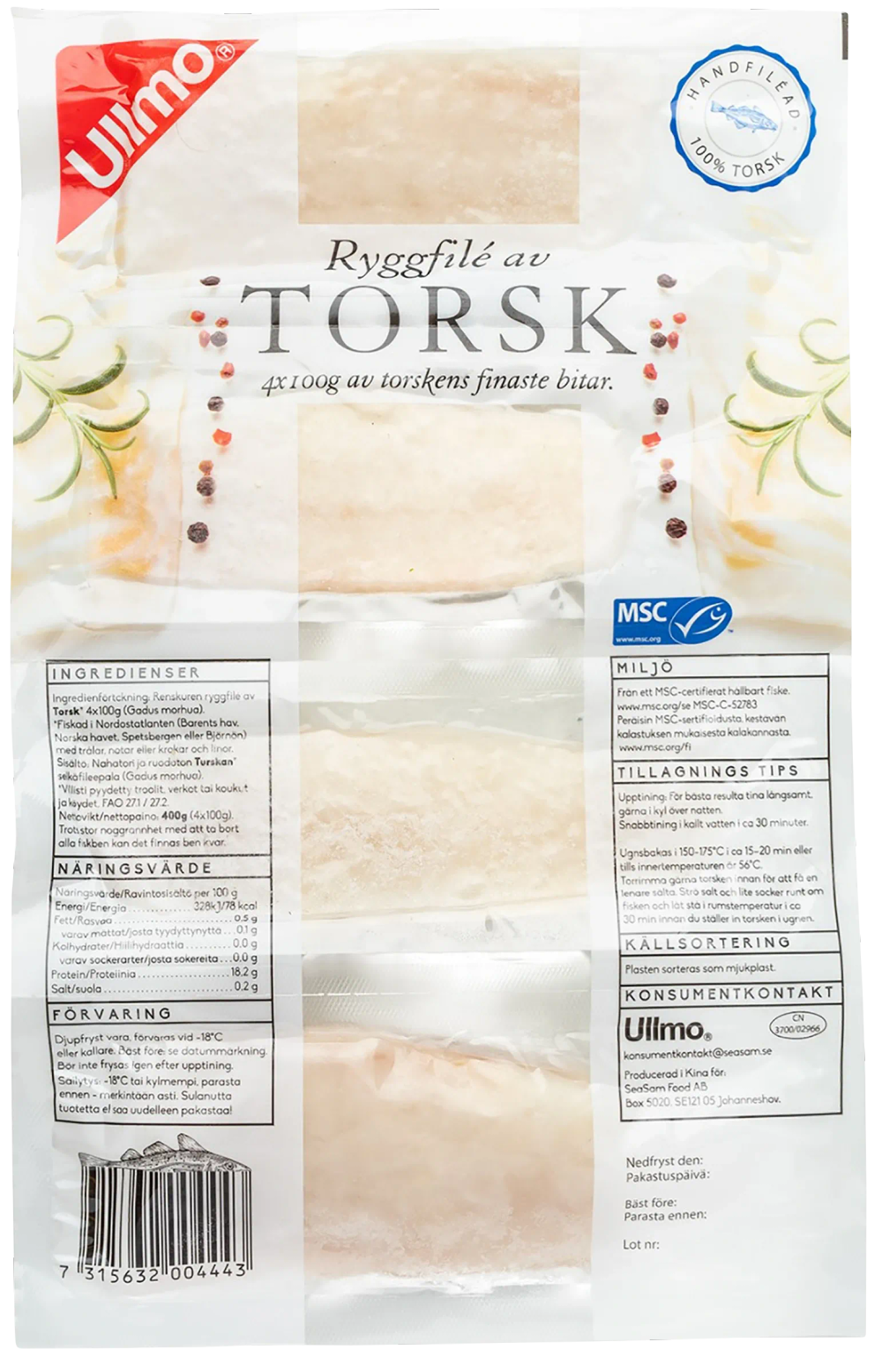 Erbjudanden på Torsk Ryggfilé MSC 400g 4-p (Ullmo) från ICA Nära för 75 kr