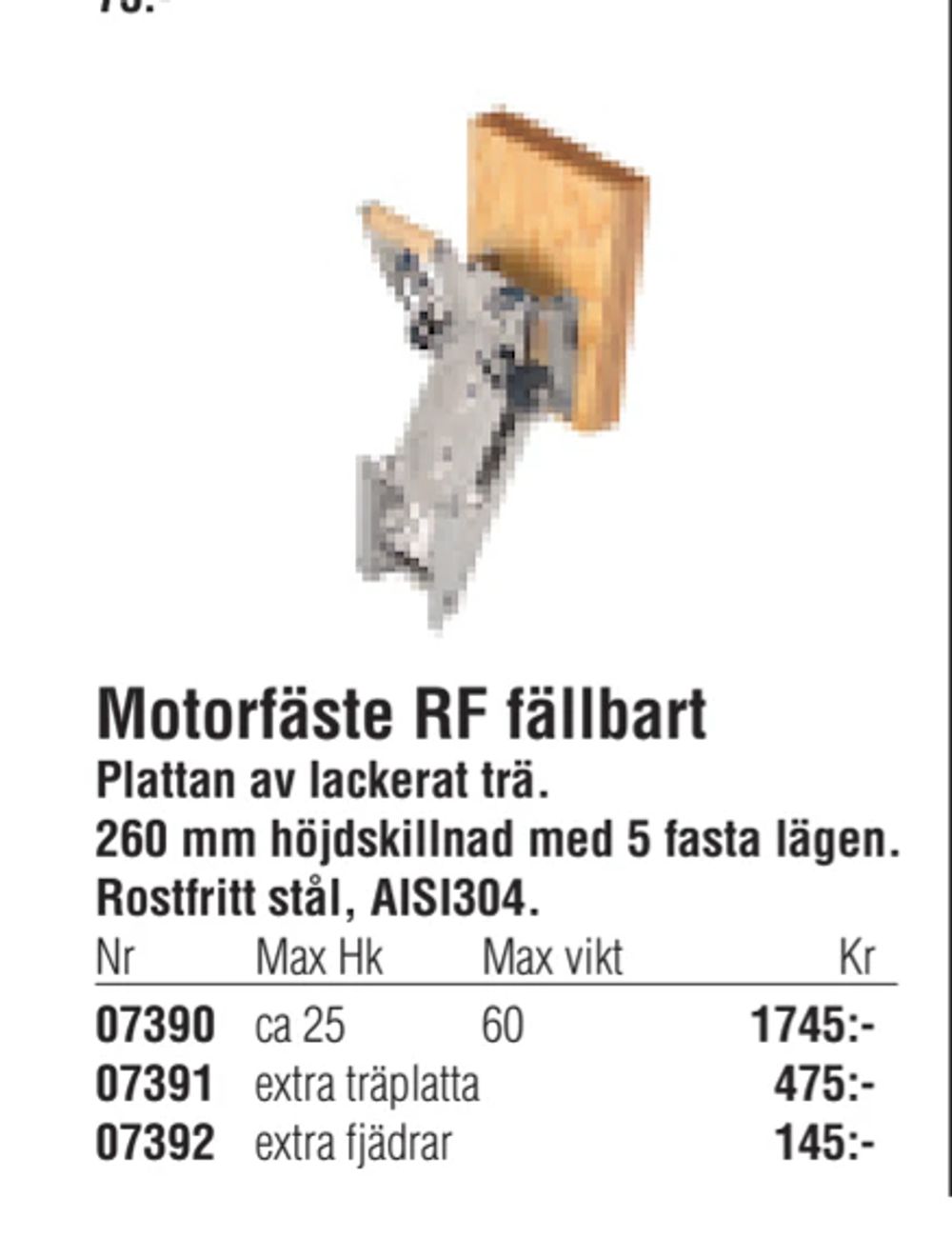 Erbjudanden på Motorfäste RF fällbart från Erlandsons Brygga för 1 745 kr