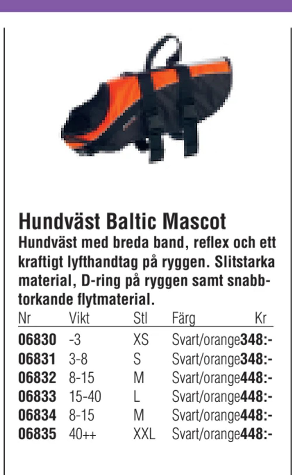 Erbjudanden på Hundväst Baltic Mascot från Erlandsons Brygga för 348 kr