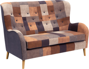 King 2 Pers Sofa I Patchwork Golden Med Olieret Bøge Ben 100 Cm 151 Cm