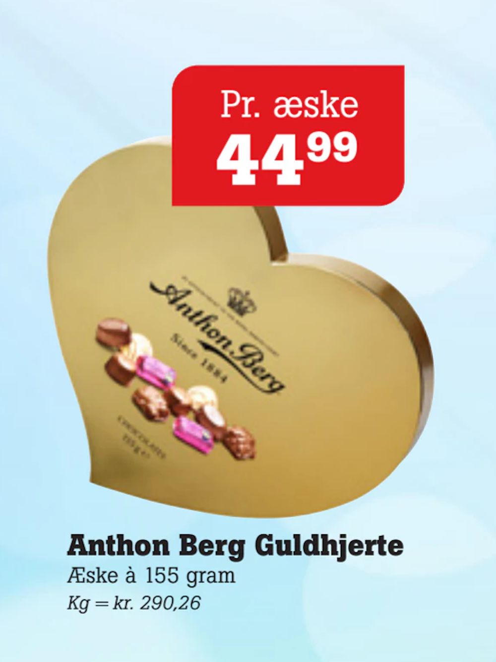 Tilbud på Anthon Berg Guldhjerte fra Poetzsch Padborg til 44,99 kr.