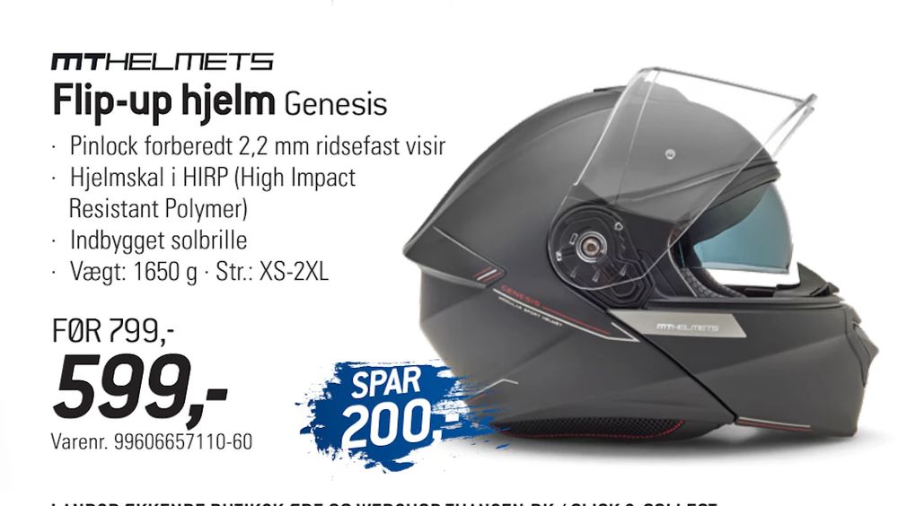 Tilbud på Flip-up hjelm fra thansen til 599 kr.