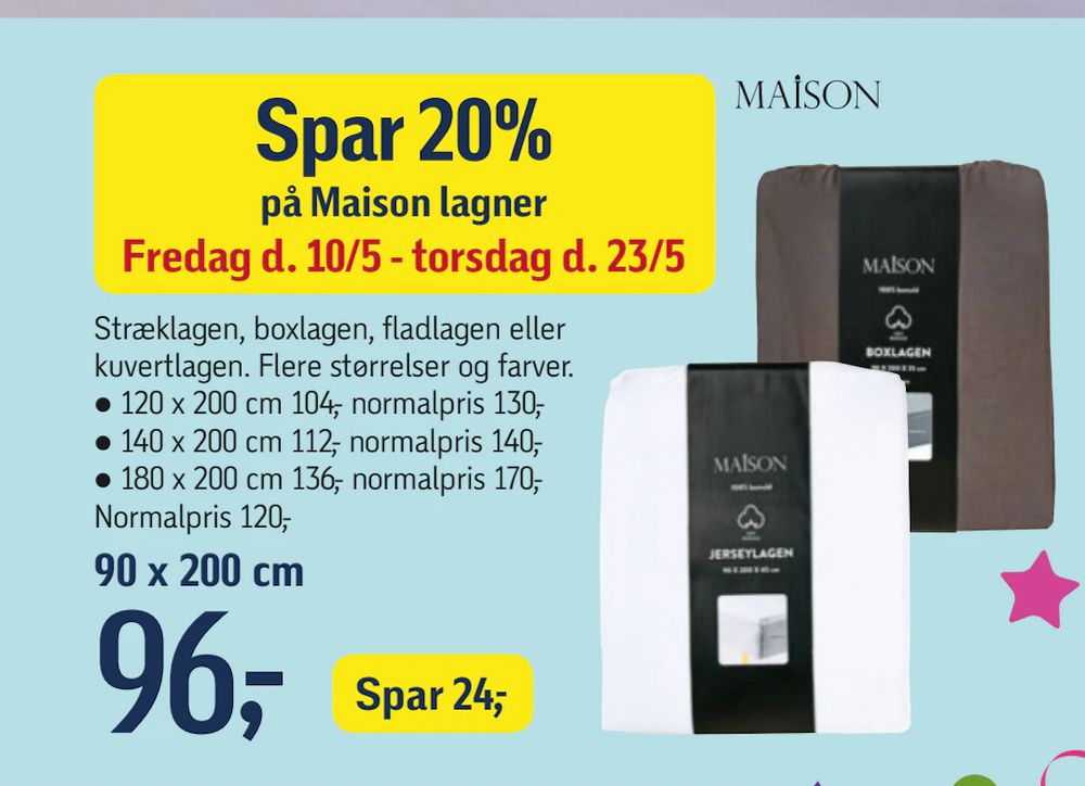 Tilbud på Spar 20% på Maison lagner fra føtex til 96 kr.