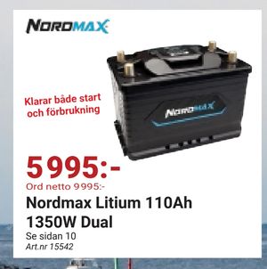 Nordmax Litium 110Ah 1350W Dual