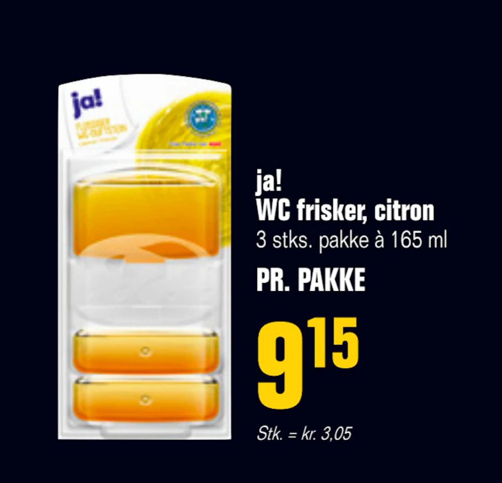 Tilbud på ja! WC frisker, citron fra Poetzsch Padborg til 9,15 kr.