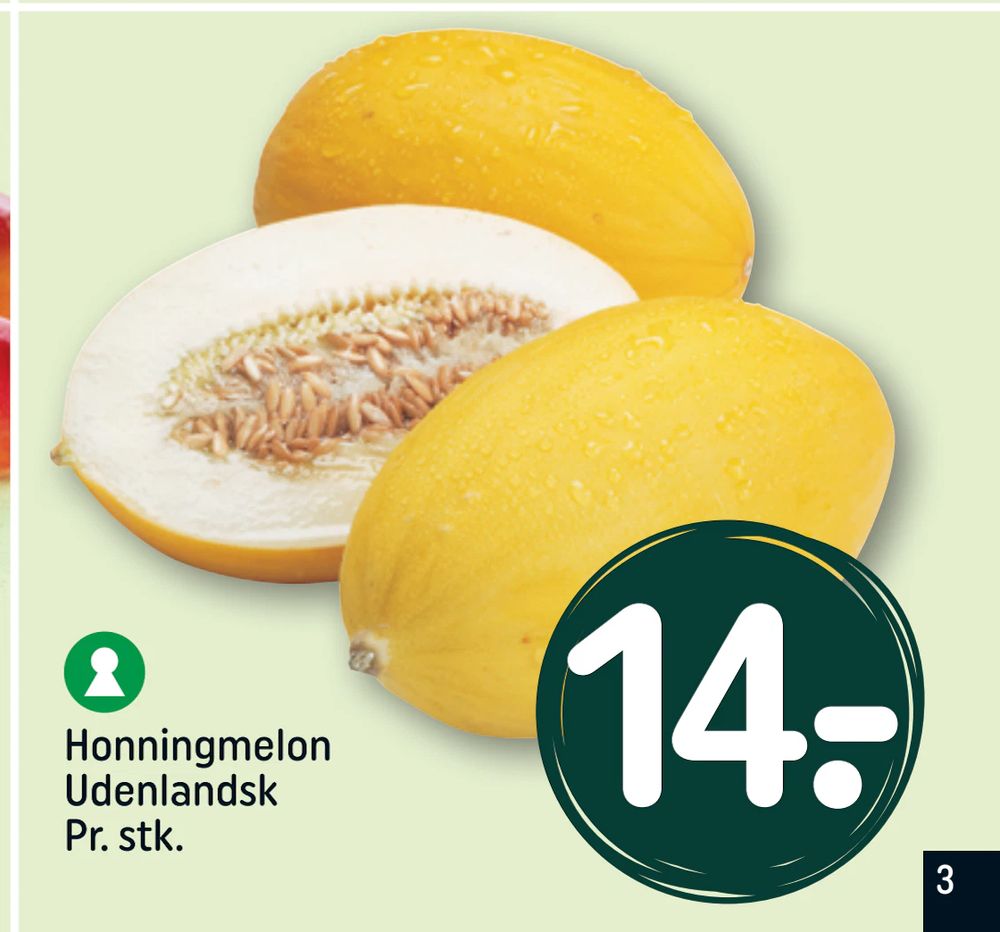 Tilbud på Honningmelon Udenlandsk Pr. stk. fra REMA 1000 til 14 kr.