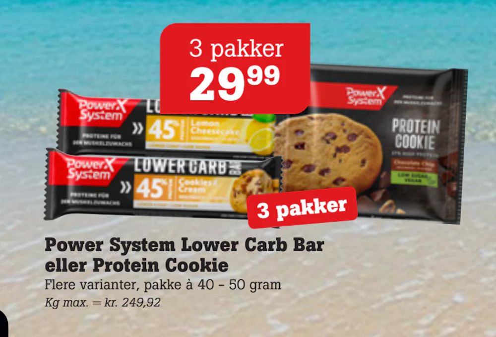 Tilbud på Power System Lower Carb Bar eller Protein Cookie fra Poetzsch Padborg til 29,99 kr.