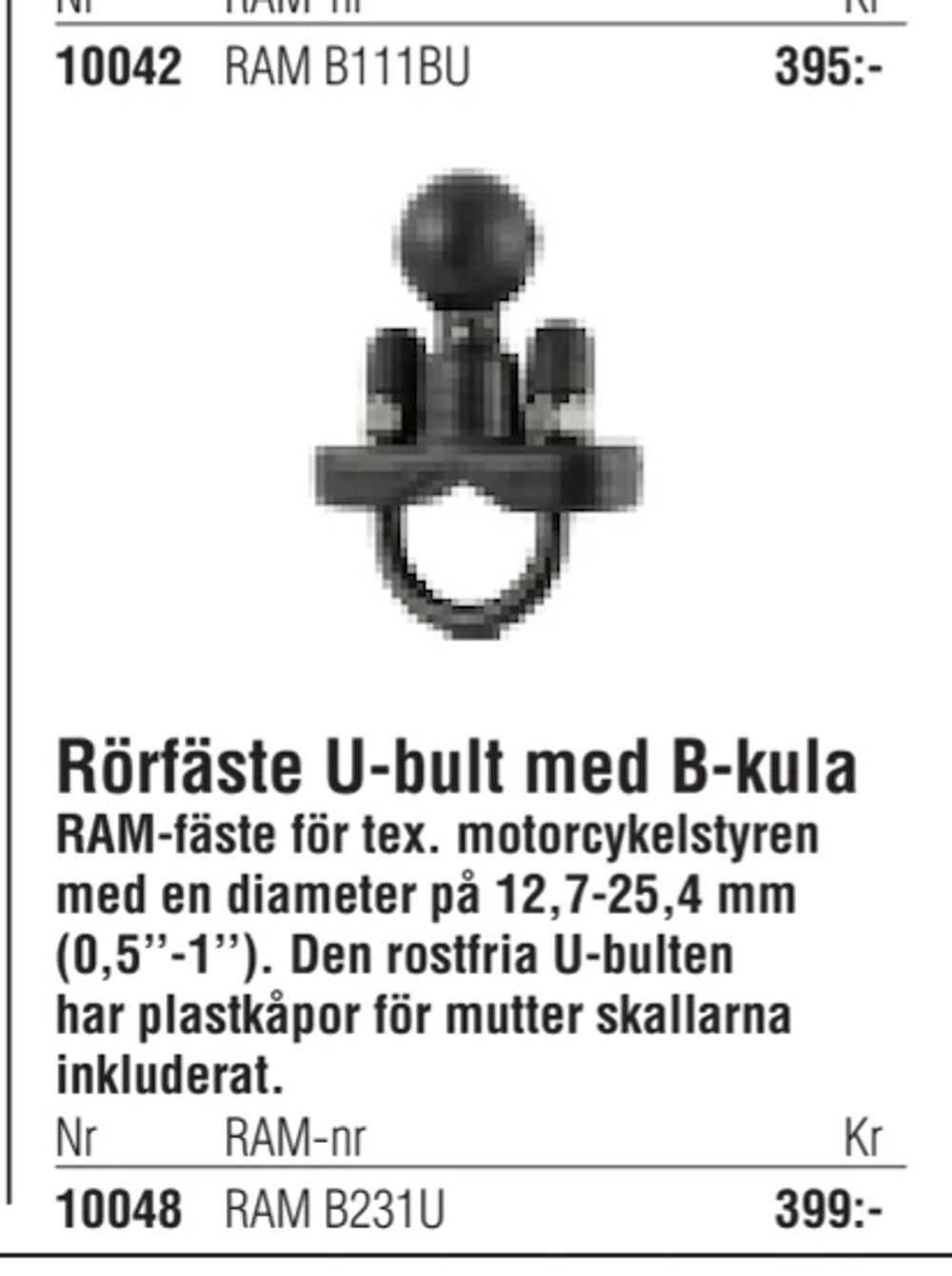Erbjudanden på Rörfäste U-bult med B-kula från Erlandsons Brygga för 399 kr