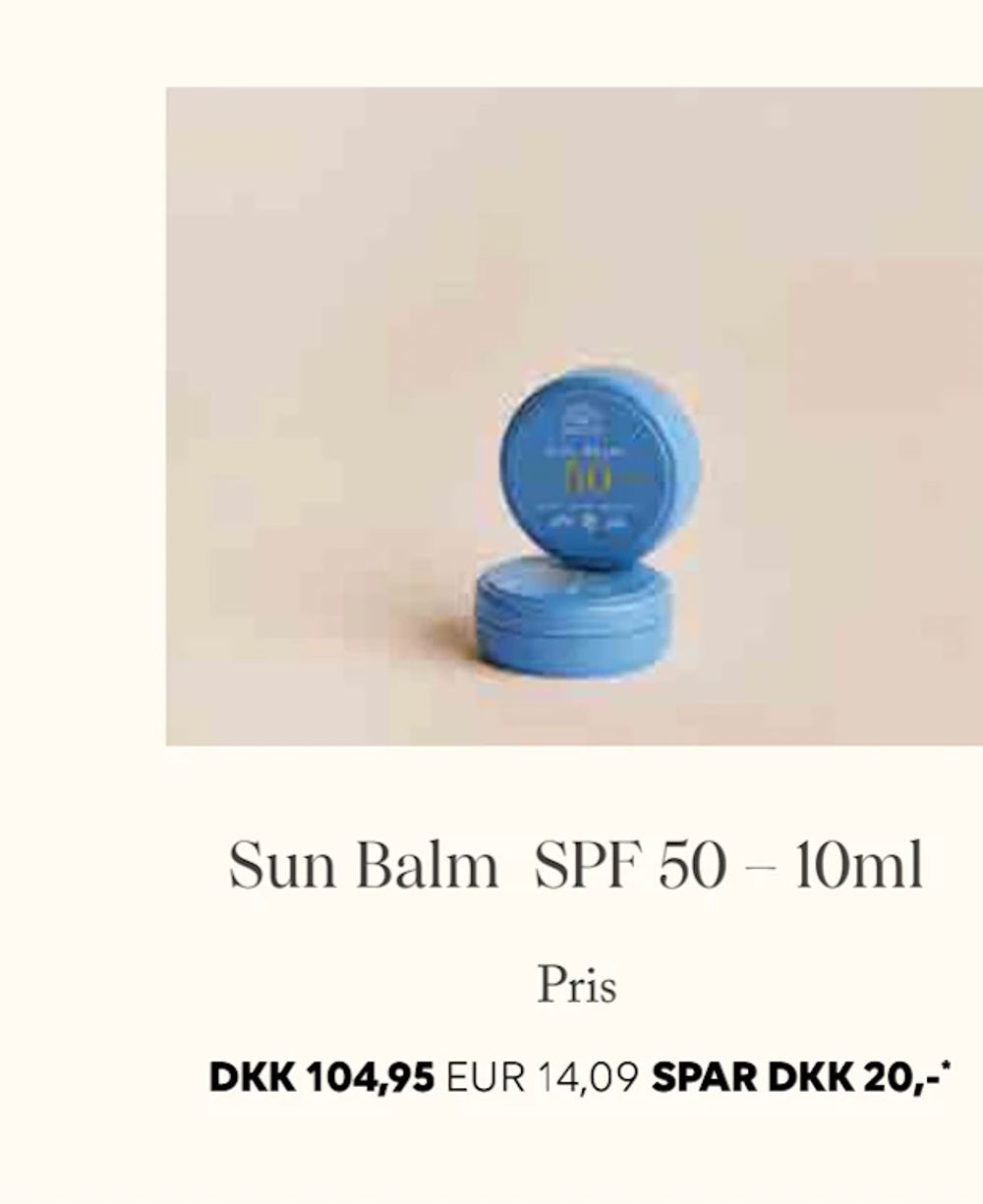 Tilbud på Sun Balm SPF 50 – 10ml fra Scandlines Travel Shop til 104,95 kr.