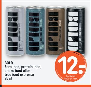 BOLD Zero iced, protein iced, choko iced eller true iced espresso 25 cl