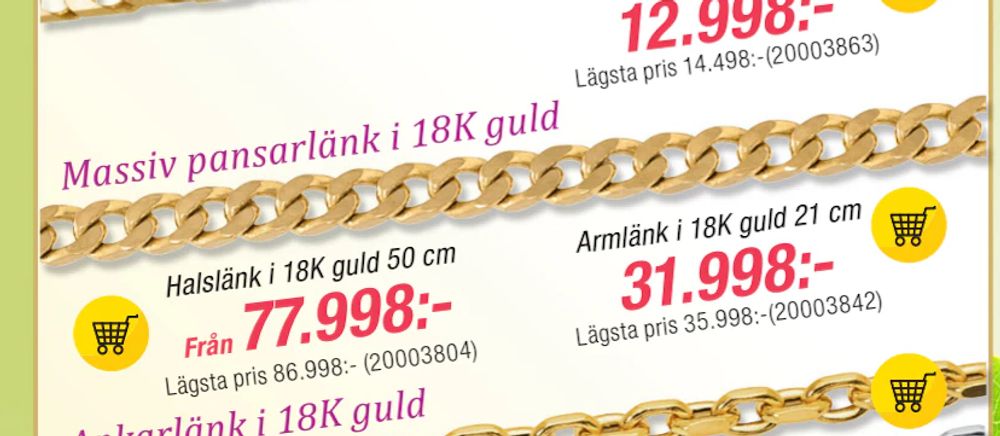 Erbjudanden på Massiv pansarlänk i 18k guld från Guldfynd för 31 998 kr
