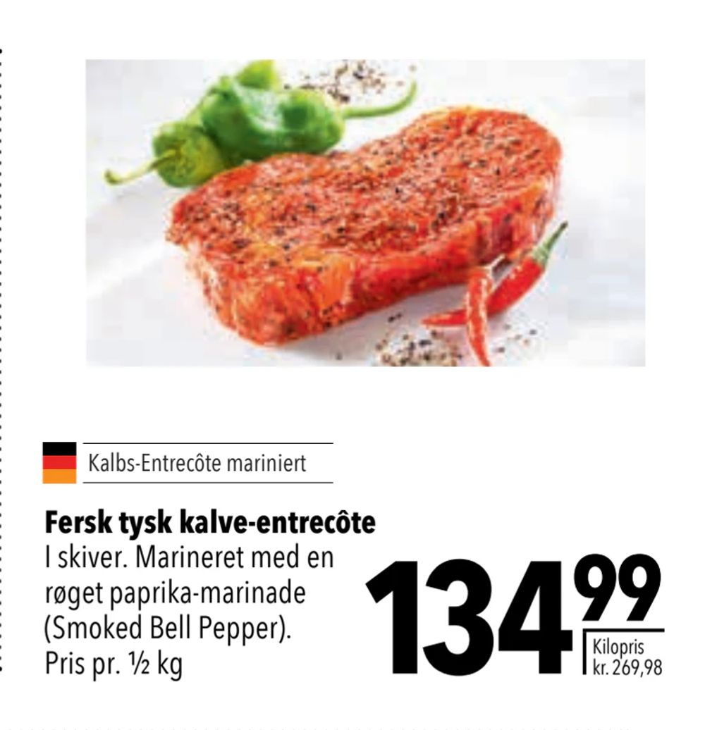 Tilbud på Fersk tysk kalve-entrecôte fra CITTI til 134,99 kr.