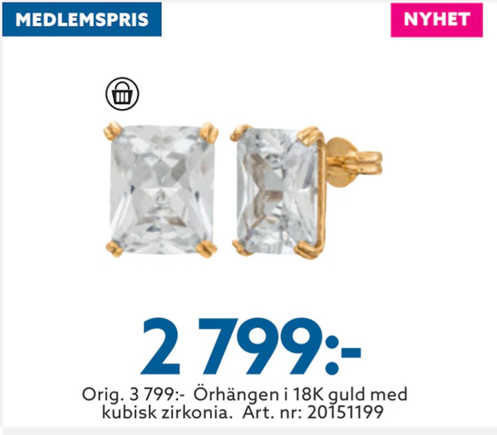 Erbjudanden på Orig. 3 799:- Örhängen i 18K guld med kubisk zirkonia från Albrekts guld för 2 799 kr
