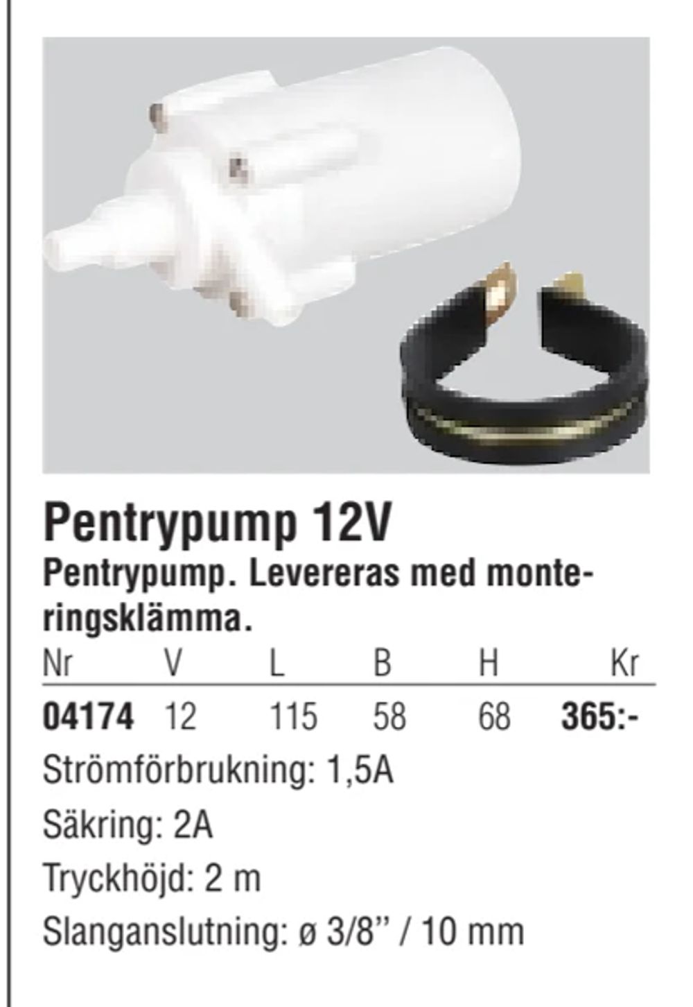 Erbjudanden på Pentrypump 12V från Erlandsons Brygga för 365 kr