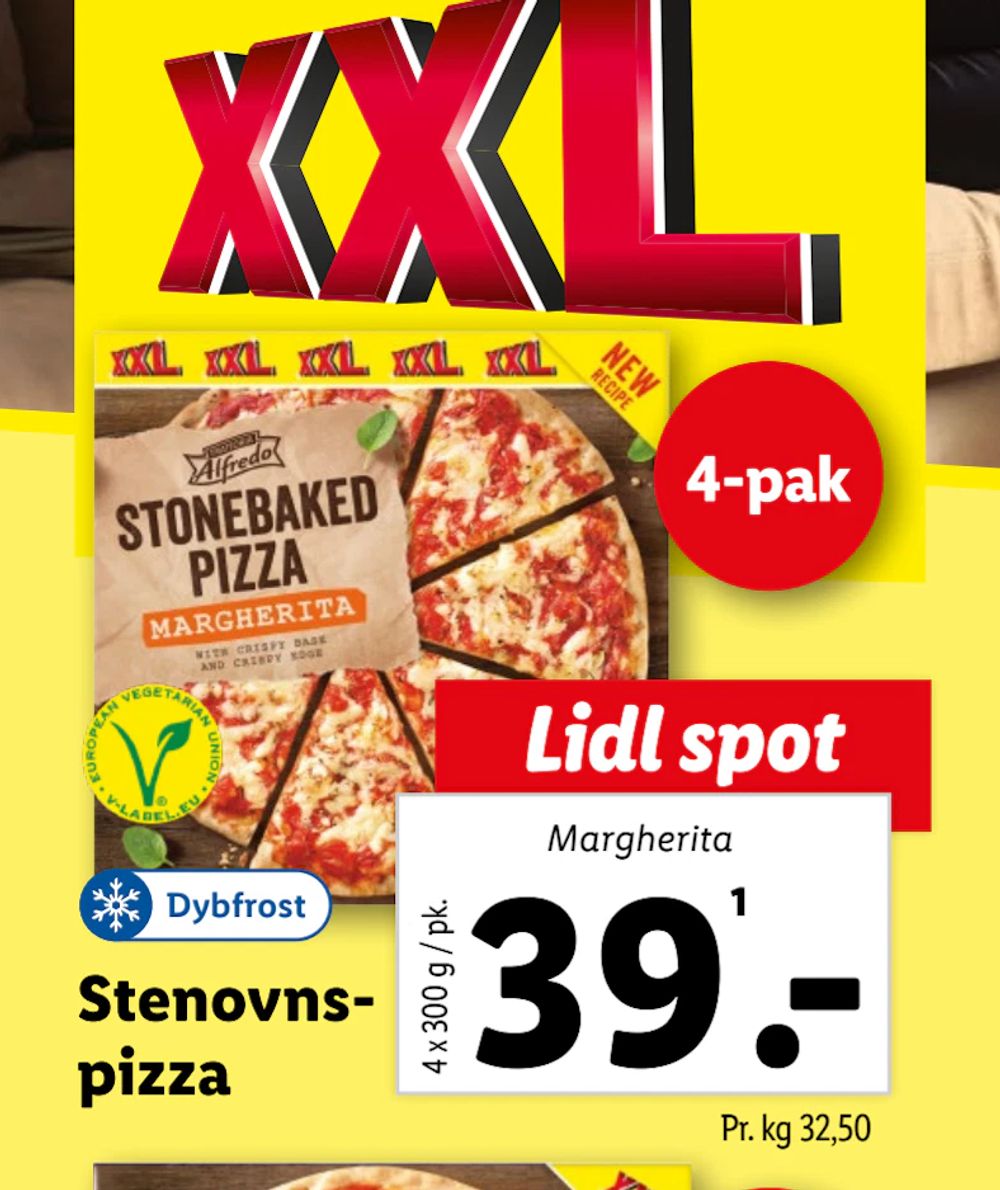 Tilbud på Stenovnspizza fra Lidl til 39 kr.