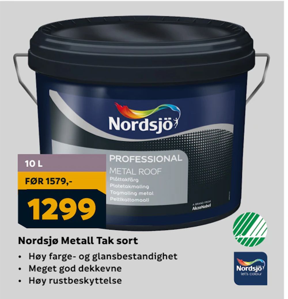 Tilbud på Nordsjø Metall Tak sort fra Megaflis til 1 299 kr