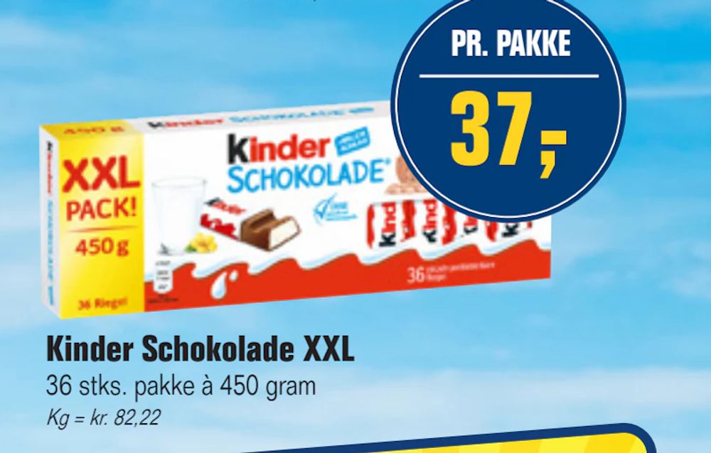 Tilbud på Kinder Schokolade XXL fra Otto Duborg til 37 kr.