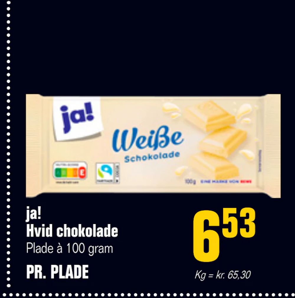 Tilbud på ja! Hvid chokolade fra Otto Duborg til 6,53 kr.