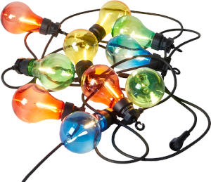 Party light lysekæde med 10 farvede pærer (Dacore)