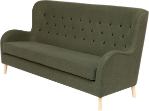 King 3 Pers Sofa, Grøn M. Sorte Læderknapper 100 Cm 200 Cm