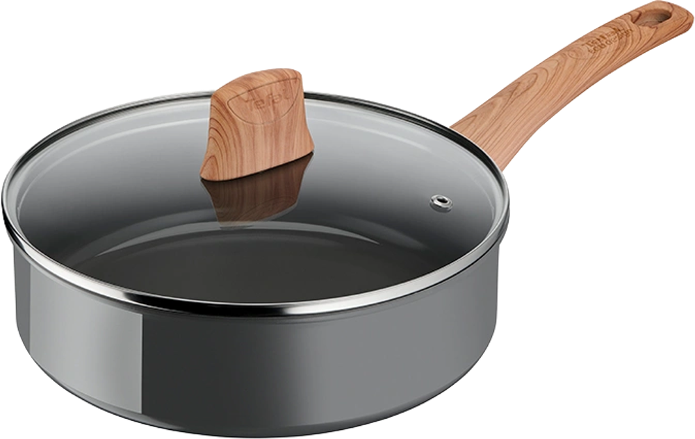 Tilbud på Tefal Renew sauterpande med låg og keramisk belægning grå 24 cm fra Kop & Kande til 499,95 kr.