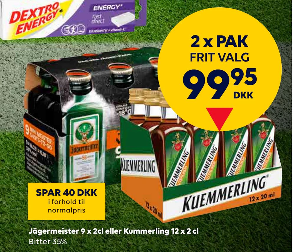 Tilbud på Jägermeister 9 x 2cl eller Kummerling 12 x 2 cl fra BorderShop til 99,95 kr.