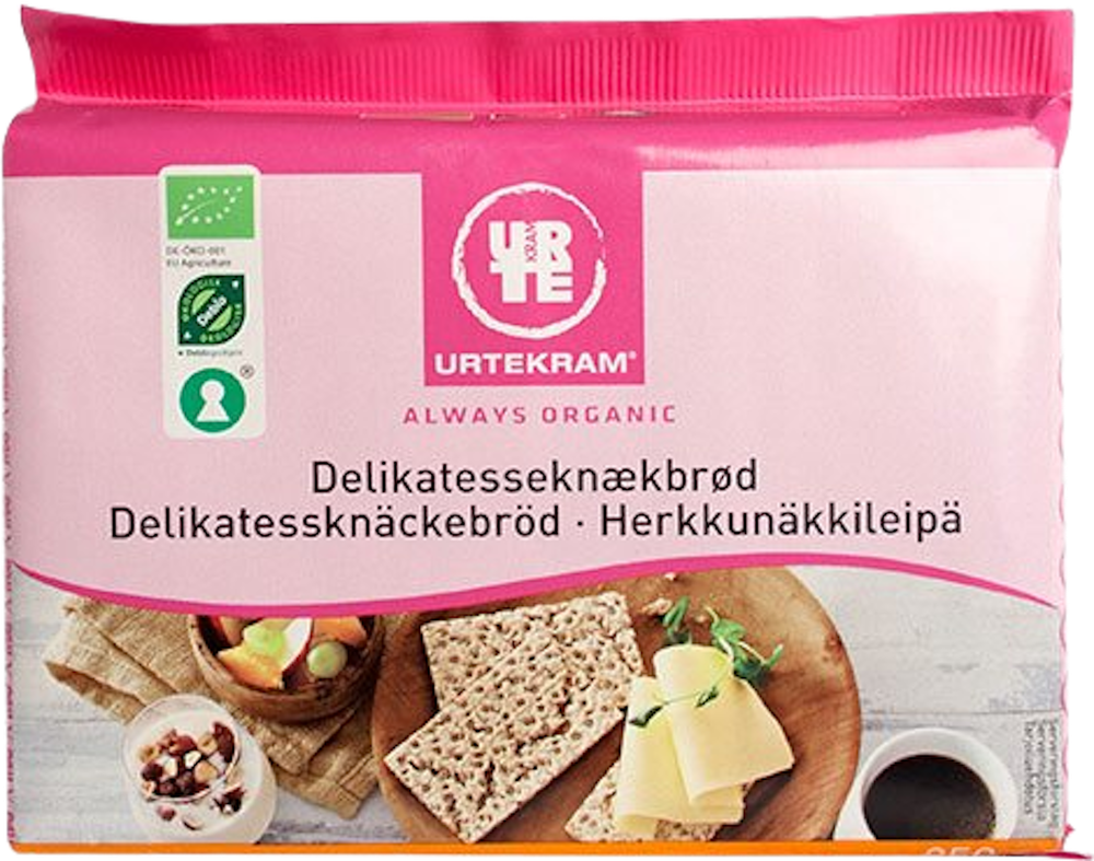 Tilbud på Delikatesse knækbrød Øko (Urtekram) fra Helsam til 20,95 kr.