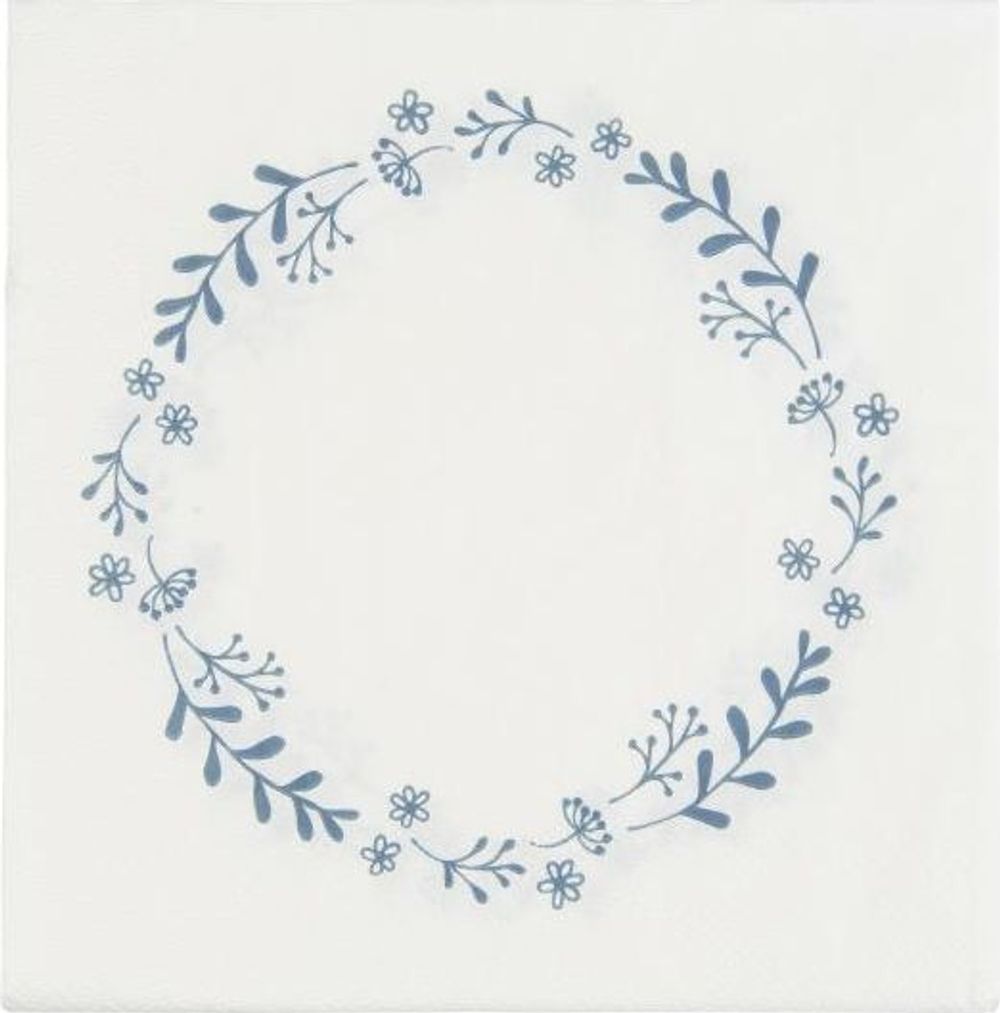 Tilbud på Papirservietter Blue Flower Wreath (50stk.) (Ib Laursen) fra Basic & More til 28 kr.