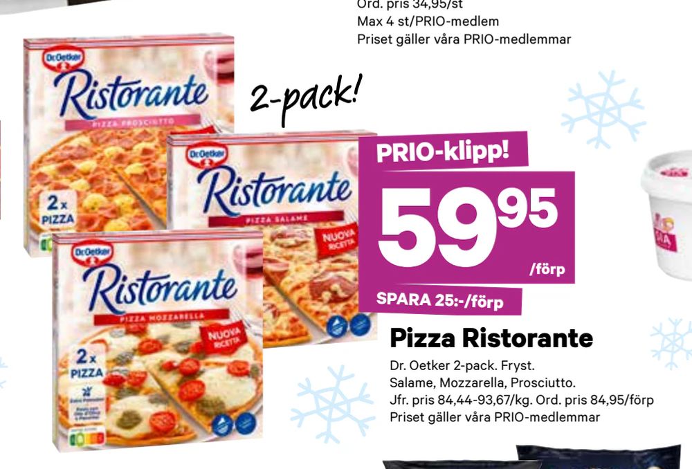 Erbjudanden på Pizza Ristorante från City Gross för 59,95 kr