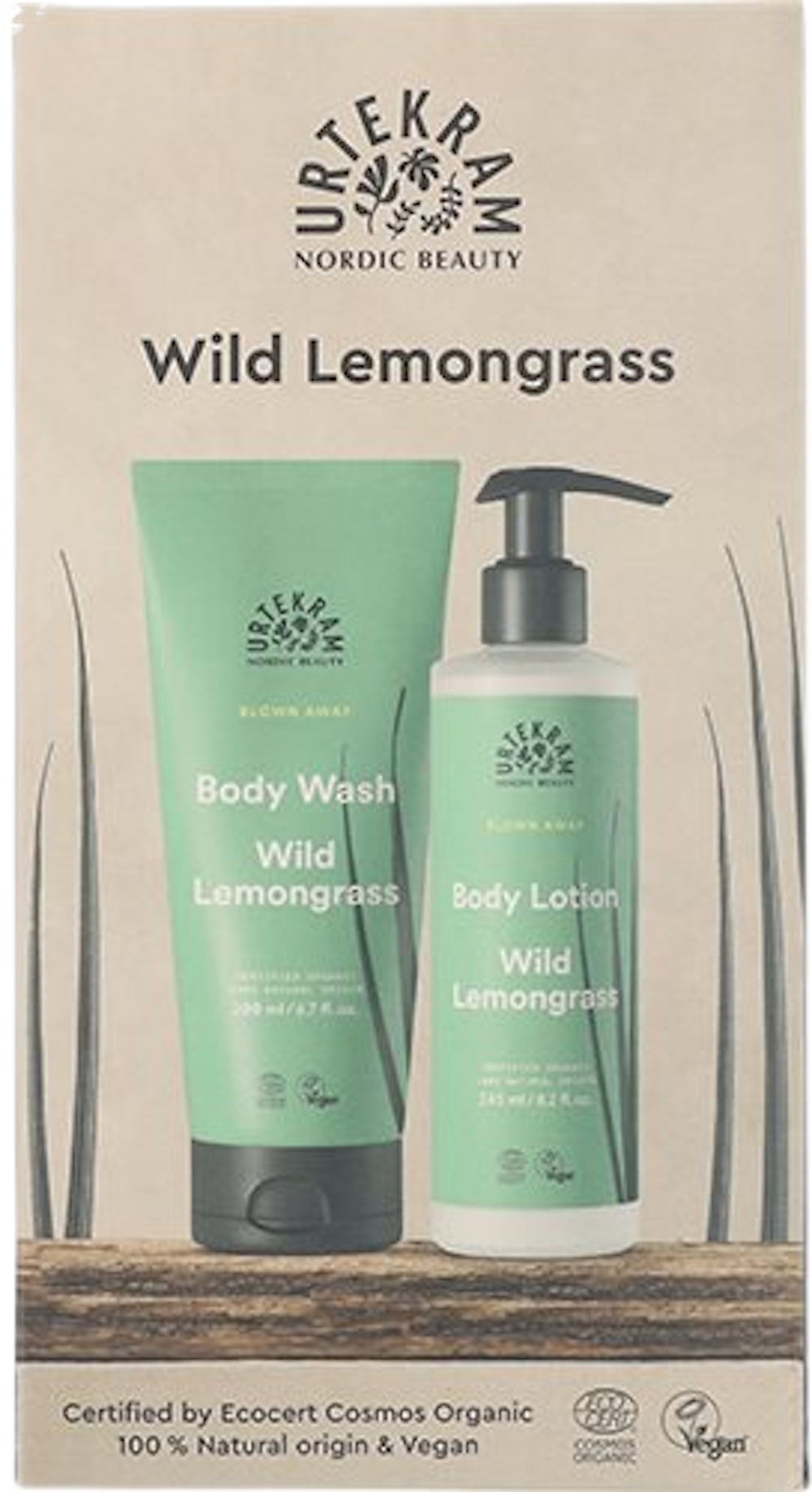 Tilbud på Gaveæske Wild Lemongrass Body Lotion & Body Wash (Urtekram) fra Helsam til 87,95 kr.