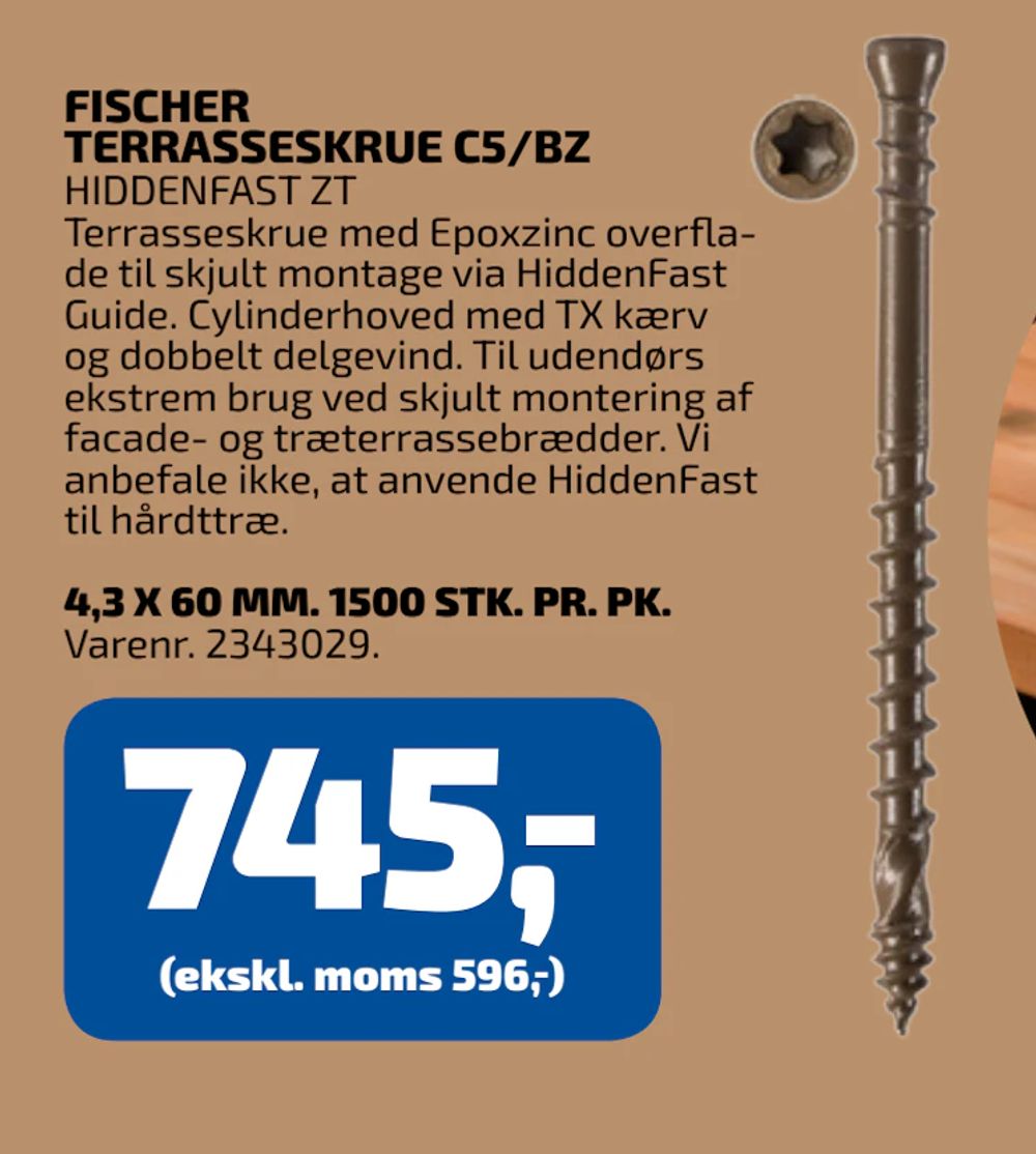 Tilbud på FISCHER TERRASSESKRUE C5/BZ fra Davidsen til 745 kr.