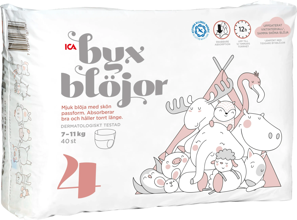 Erbjudanden på Byxblöjor Strl 4 7-11kg (ICA) från ICA Supermarket för 65 kr