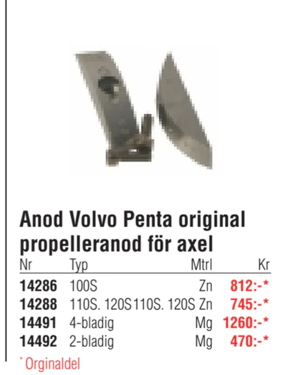 Erbjudanden på Anod Volvo Penta original propelleranod för axel från Erlandsons Brygga för 470 kr