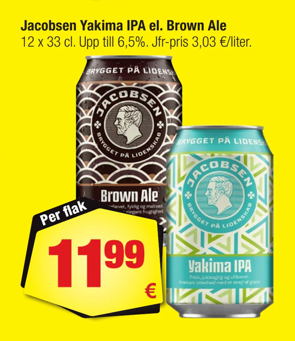 Erbjudanden på Jacobsen Yakima IPA el. Brown Ale från Calle för 11,99 €