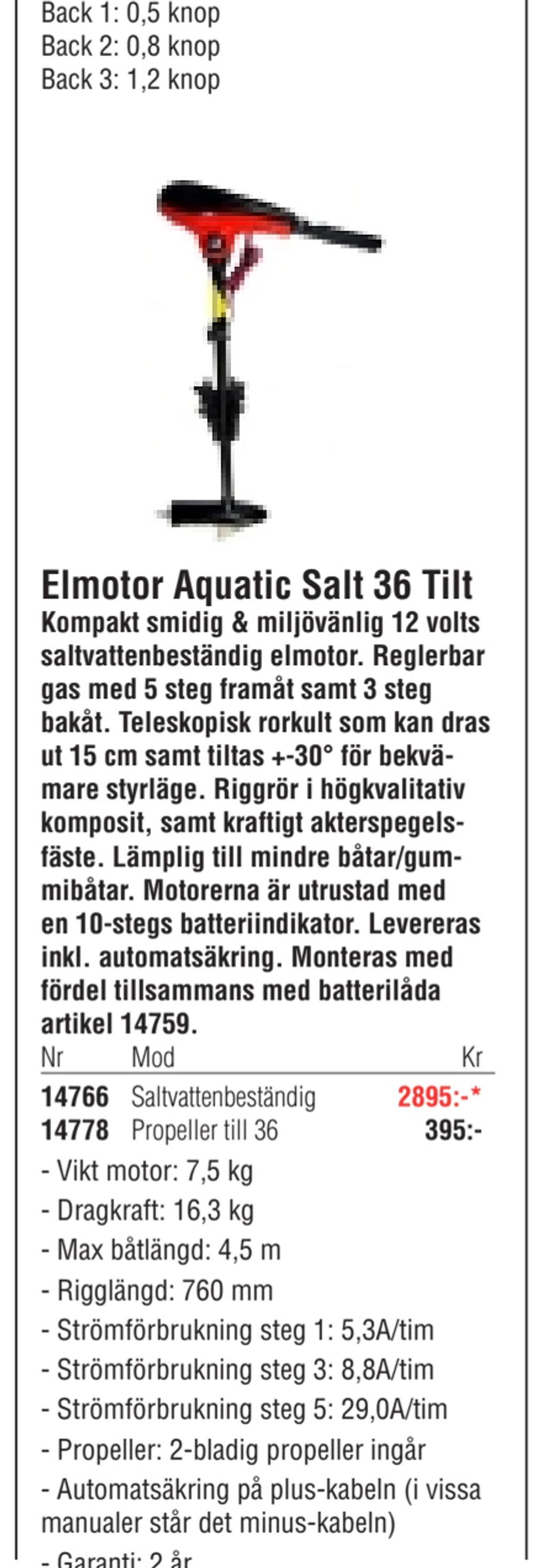 Erbjudanden på Elmotor Aquatic Salt 36 Tilt från Erlandsons Brygga för 2 895 kr