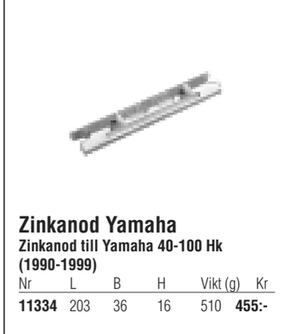 Erbjudanden på Zinkanod Yamaha från Erlandsons Brygga för 455 kr