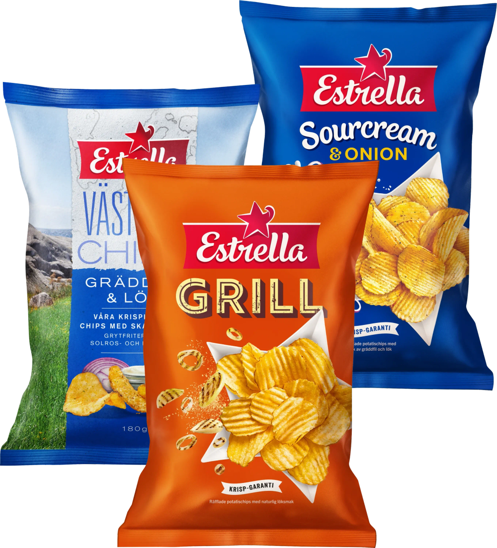 Erbjudanden på Chips, Jordnötsringar, Västkustchips (Estrella) från ICA Kvantum för 65 kr