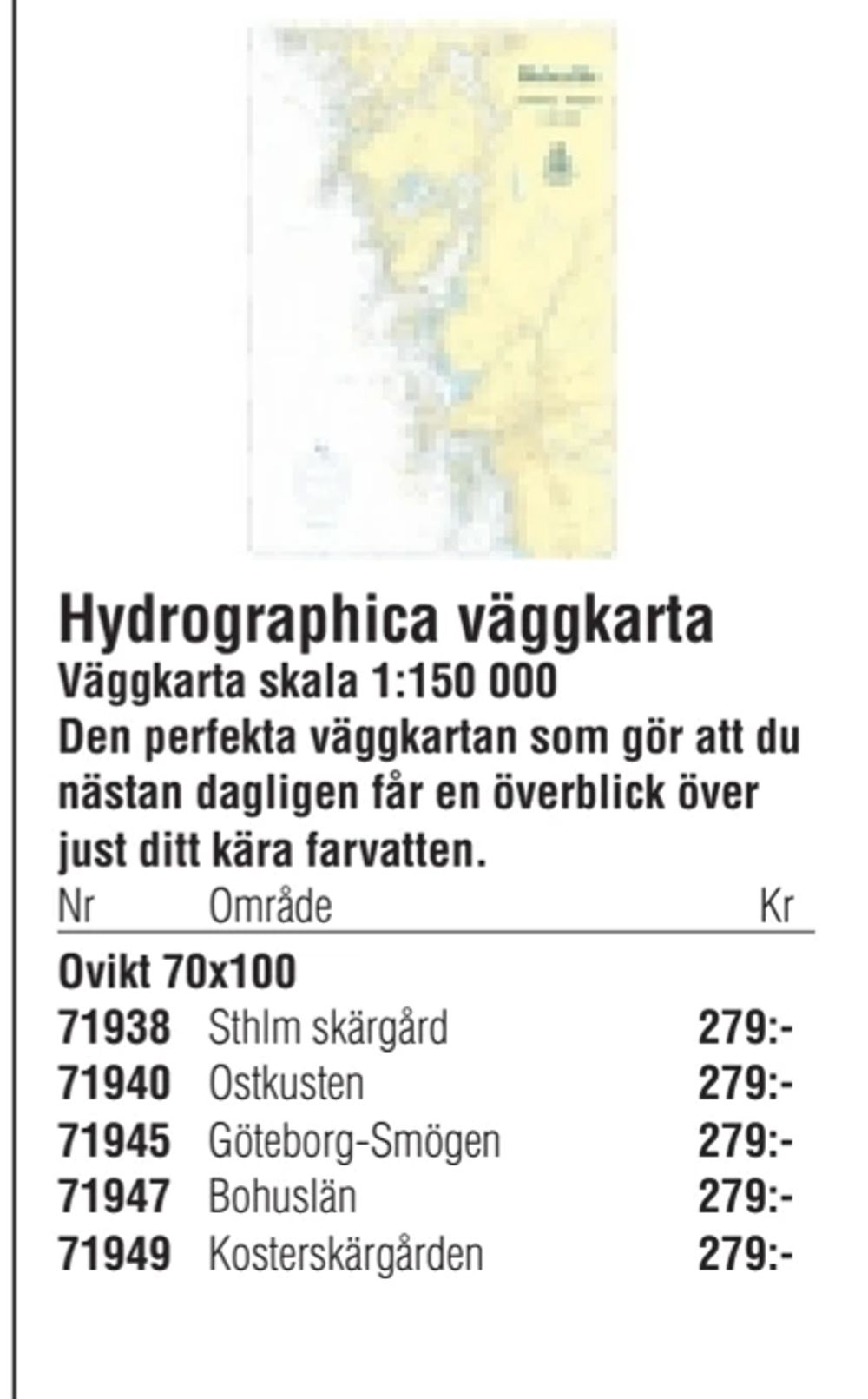 Erbjudanden på Hydrographica väggkarta från Erlandsons Brygga för 279 kr