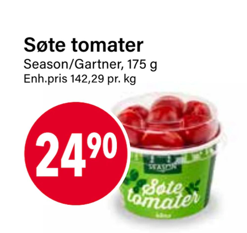Tilbud på Søte tomater fra Nærbutikken til 24,90 kr