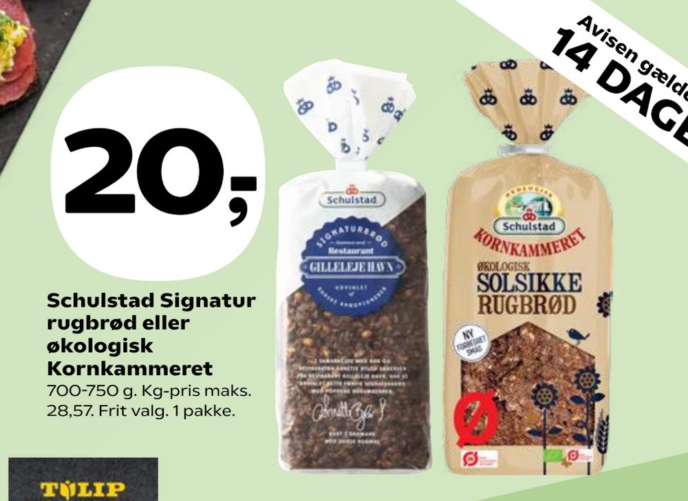 Tilbud på Schulstad Signatur rugbrød eller økologisk Korn kammeret fra Kvickly til 20 kr.