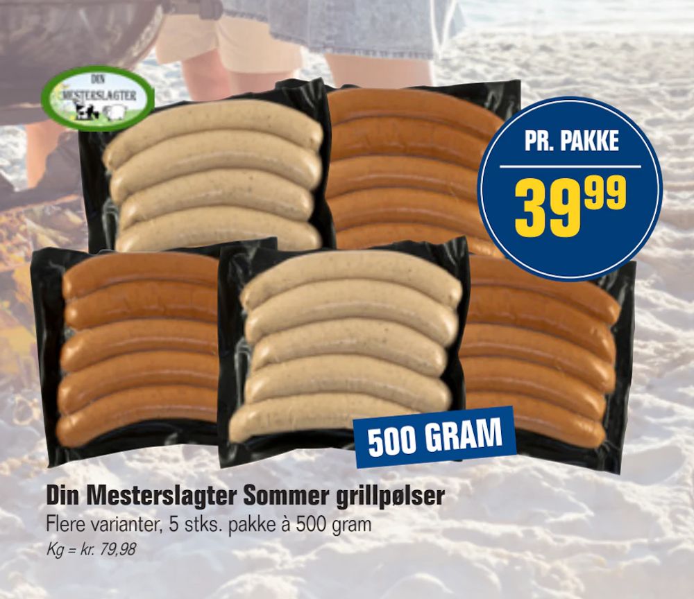 Tilbud på Din Mesterslagter Sommer grillpølser fra Otto Duborg til 39,99 kr.