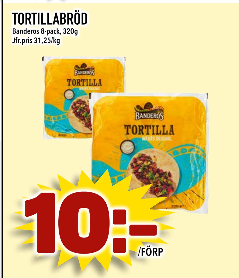 Erbjudanden på TORTILLABRÖD från Bonum matmarknad för 10 kr