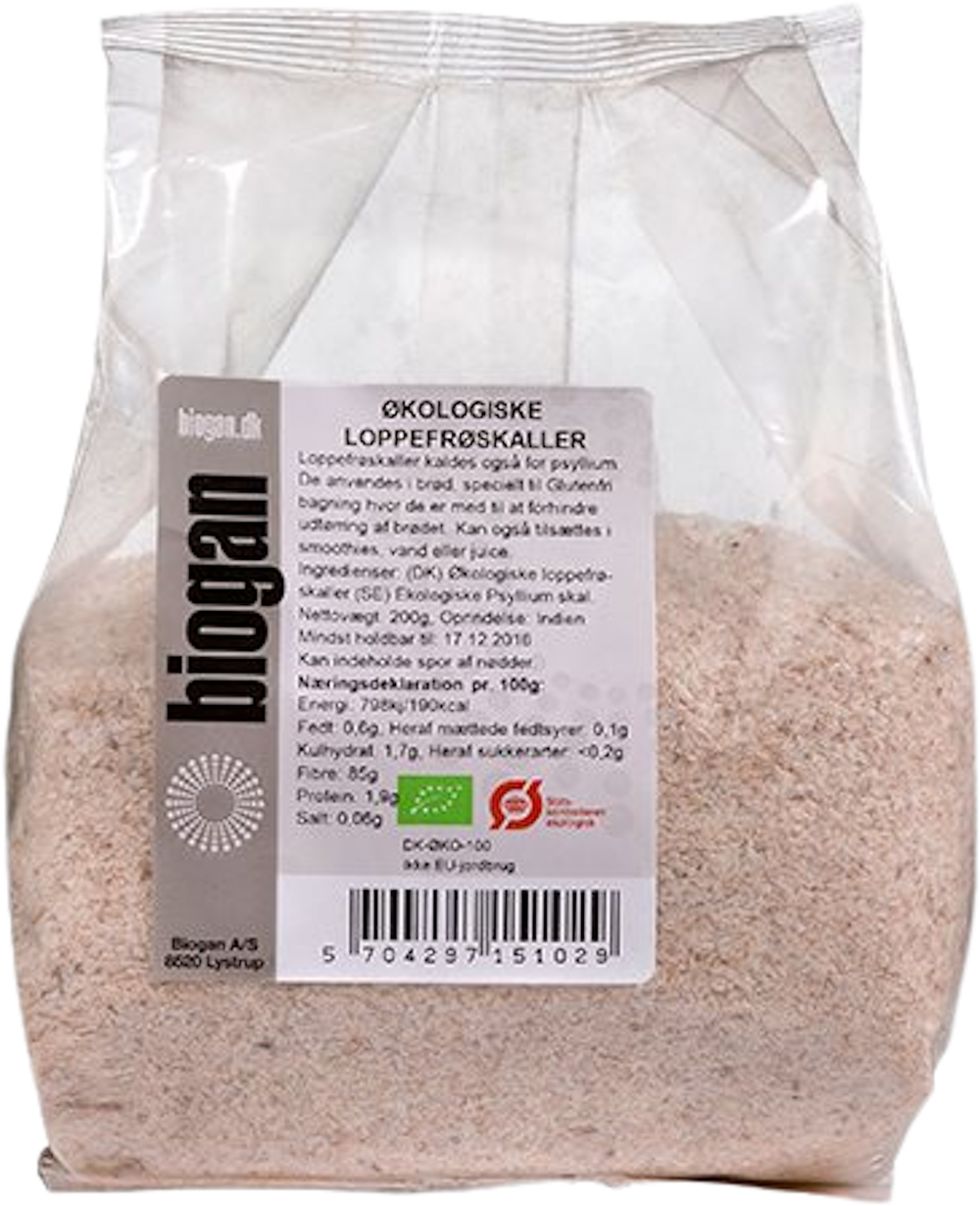 Tilbud på Loppefrøskaller psyllium Øko (Biogan) fra Helsam til 43,95 kr.