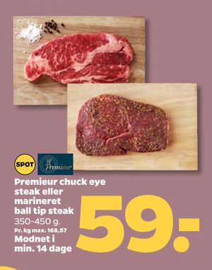 Premieur chuck eye steak eller marineret ball tip steak