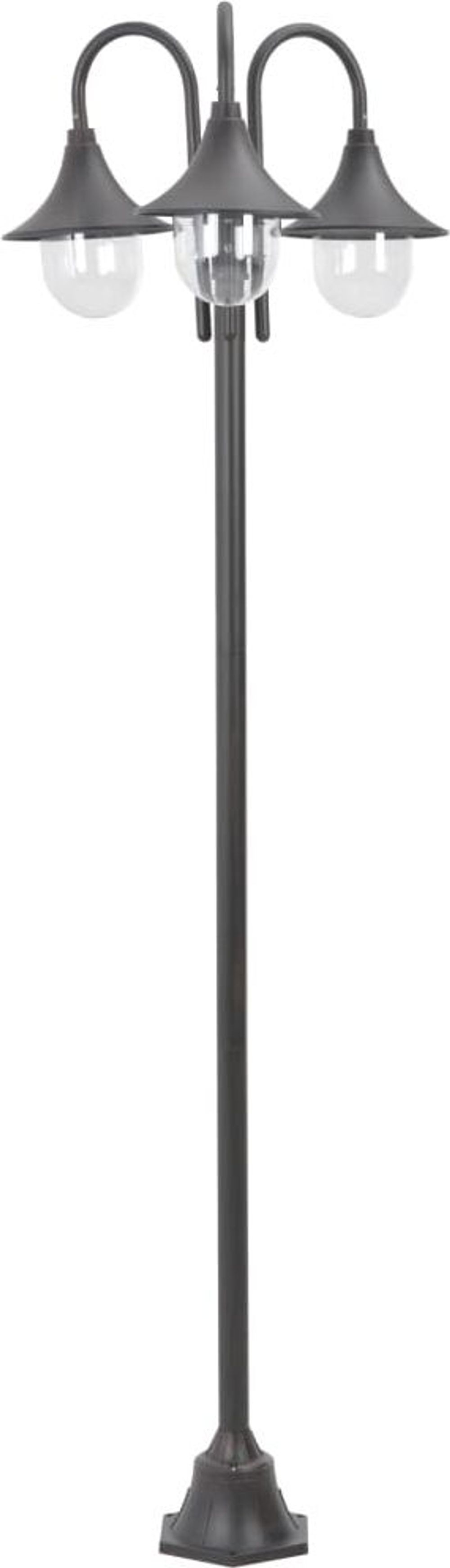 Tilbud på vidaXL Hagelyktestolpe E27 220 cm aluminium 3 lamper bronse fra vidaXL.no til 2 079 kr